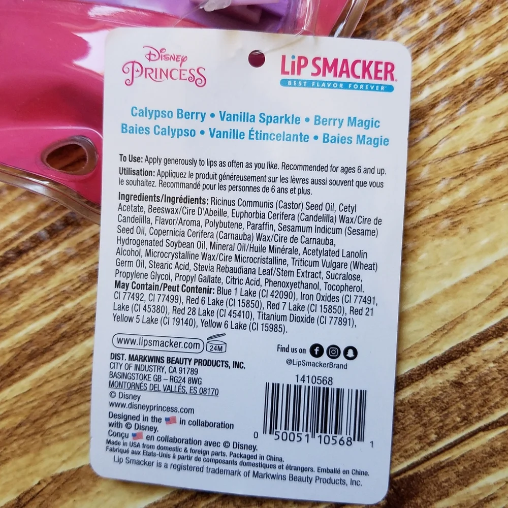 Disney Lip Smacker Key Chain Ring Bag Charm Lip Gloss Chapatick Princess Mickey